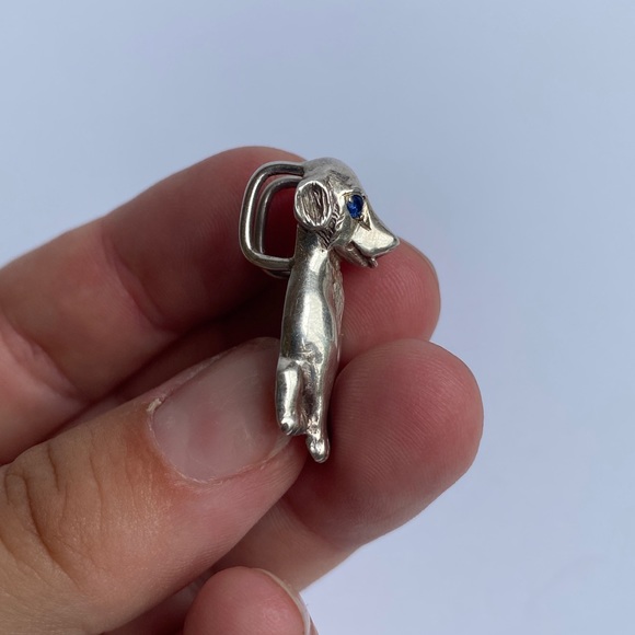 2/$40 🌟 VTG dog pendant with blue jewel eyes - Picture 4 of 9